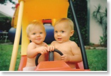 twins in car